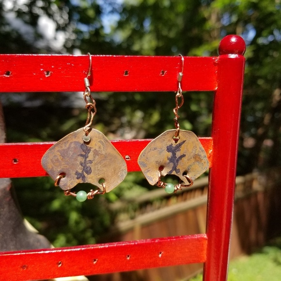 Adorable Green Beaded, scripted  Earrings - Picture 2 of 4